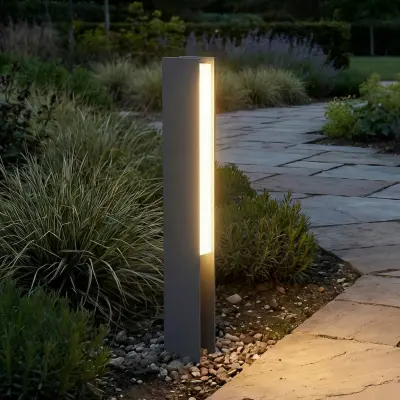 Teerk LED-sockellampa, antracit, IP65, höjd 50 cm Lucande - Terrass - Modern - Aluminium - Vinklad