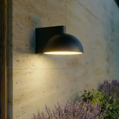 Velira LED-utomhusvägglampa, metall, IP54, svart – Lucande - Modern - Med en ljuskälla