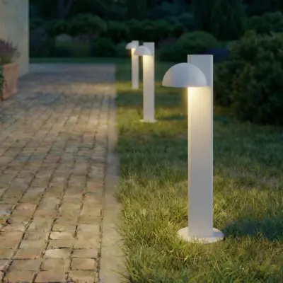 Velira LED-väglampa, höjd 77 cm, 1 lampa, ljusgrå, IP44 – Lucande - Modern - Metall - Med en ljuskälla