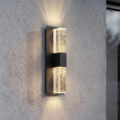 Velune LED-utomhusvägglampa, antracit/klar 46 cm CCT – Lucande - Modern - Aluminium - Vinklad