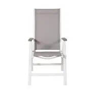 VENTURE DESIGN Albany Light 5 pos. trädgårdsstol, med armstöd - grå textilier och aintwood, vit aluminium