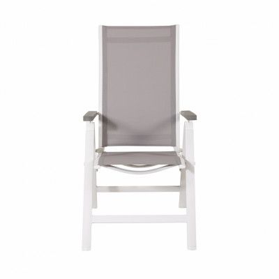 VENTURE DESIGN Albany Light 5 pos. trädgårdsstol, med armstöd - grå textilier och aintwood, vit aluminium