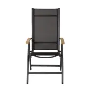 VENTURE DESIGN Panama Light 5 pos. trädgårdsstol, med armstöd - svarta textilier och aluminium, naturlig teak
