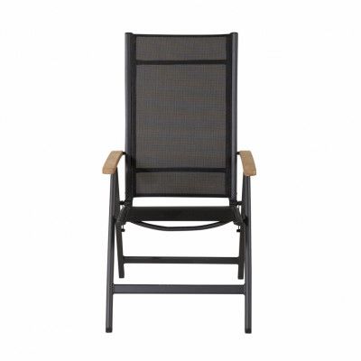 VENTURE DESIGN Panama Light 5 pos. trädgårdsstol, med armstöd - svarta textilier och aluminium, naturlig teak