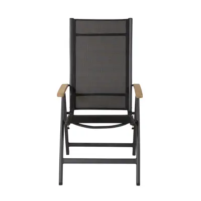 VENTURE DESIGN Panama Light 5 pos. trädgårdsstol, med armstöd - svarta textilier och aluminium, naturlig teak