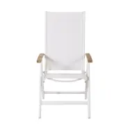 VENTURE DESIGN Panama Light 5 pos. trädgårdsstol, med armstöd - vita textilier och aluminium, naturlig teak