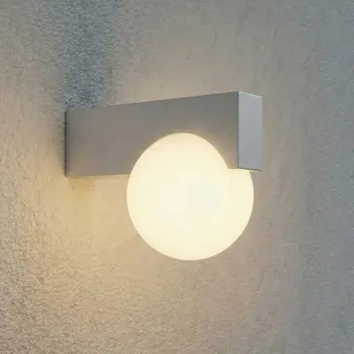 Vijon LED-utomhusvägglampa, ljusgrå, CCT, IP44 – Lucande - Modern - Aluminium - Vinklad