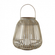 VILLAKAMLING Amas lykta, m. handtag, rund - klart glas och naturlig bambu