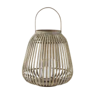 VILLAKAMLING Amas lykta, m. handtag, rund - klart glas och naturlig bambu