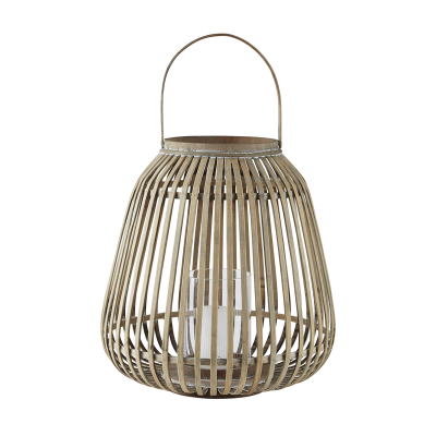 VILLAKAMLING Amas lykta, m. handtag, rund - klart glas och naturlig bambu
