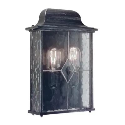 Wexford WX7 vägglampa, svart-silver/klar, IP23 – Elstead - Antik - Glas - Vinklad