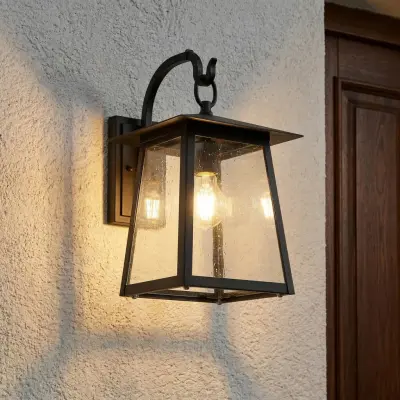 Xavon utomhusvägglampa, E27, svart, IP44, lykta Lucande - Balkong - Lantlig / rustik - Aluminium - Med en ljuskälla