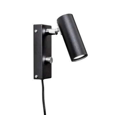 Örsjö Belysning Puck vägglampa m. kabel, Svart