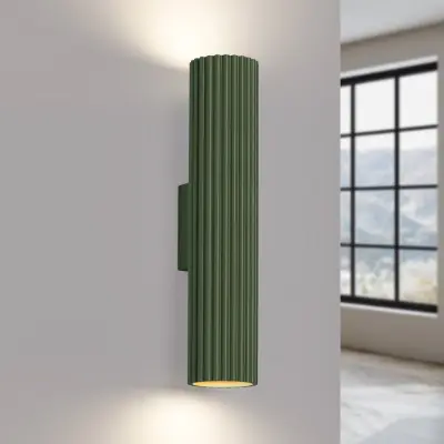 ALORA vägglampa höjd 30 cm olivgrön metall 2 x GU10 SOLLUX LIGHTING - Vardagsrum - Aluminium - Med flera ljuskällor