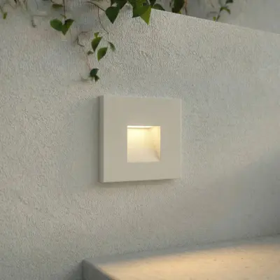 Alune LED-vägginbyggnadslampa, kantig, vit, IP65 8 x 8 cm Lindby - Modern - Aluminium - Vinklad