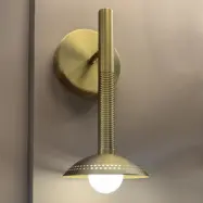 Arden LED-vägglampa, guld, höjd 36 cm, metall, dimbar – Elstead - Vardagsrum - Modern - Aluminium - Med en ljuskälla
