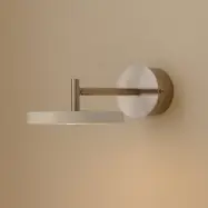 Asteria Short LED-vägglampa, grå, stål, fast anslutning – UMAGE - Vardagsrum - Design - Metall - Med en ljuskälla