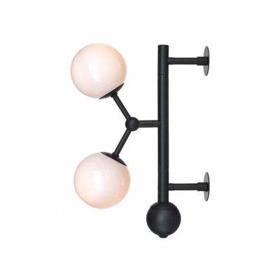 Atom vägglampa, opal/svart