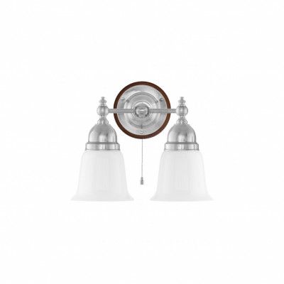 Bergman Vägglampa m. dragbrytare, förnicklad mässing/brun