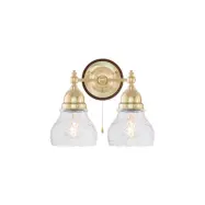 Bergman Vägglampa m. dragbrytare, polerad mässing/brun