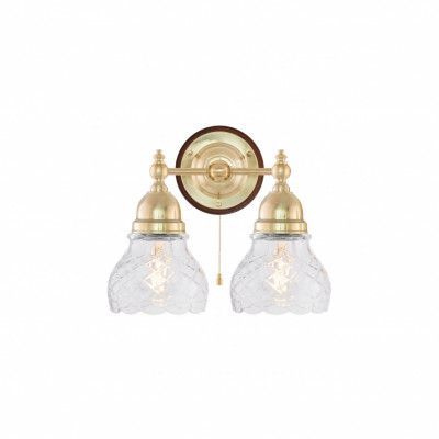 Bergman Vägglampa m. dragbrytare, polerad mässing/brun