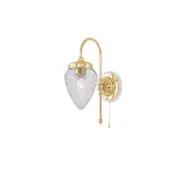 Blomberg Vägglampa m. dragbrytare, polerad mässing/benvit