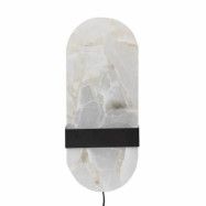 BLOOMINGVILLE Taco vägglampa - alabaster med marmorlook och svart järn