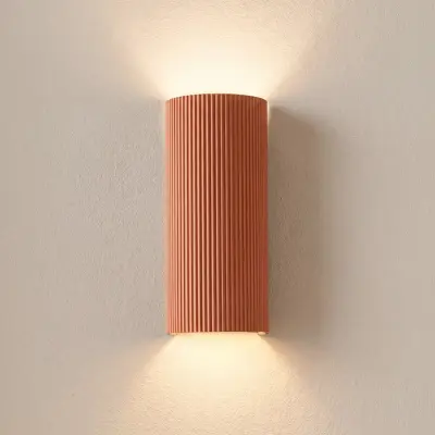 Colja vägglampa, gips, höjd 30,5 cm, terrakotta, rund – Lindby - Vardagsrum - Modern - Gips / lera - Cylinder