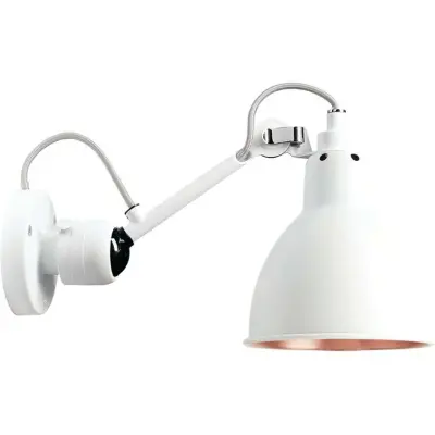 Lampe Gras - 304 Vägglampa Vit/Vit/Koppar