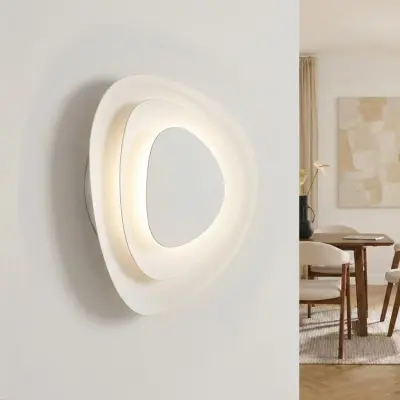 Delar LED-vägglampa, dimbar, vit, 25 x 25 cm, metall – Lindby - Vardagsrum - Modern - Plast - Rund