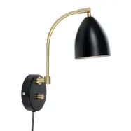 Deluxe vägglampa LED, mattsvart/mässing 22cm