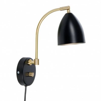 Deluxe vägglampa LED, mattsvart/mässing 22cm