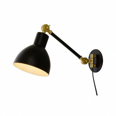 DUBLIN vägglampa, svart/mässing
