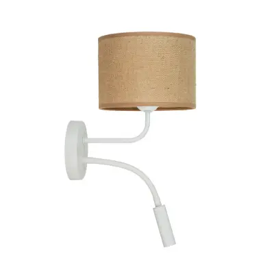 Duolla - Jute vägglampa textil brun/vit läslampa