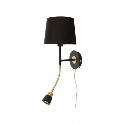 EKETORP vägglampa, svart/mässing