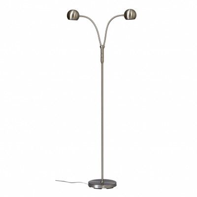 Fladen golvlampa tvåarmad, nickel