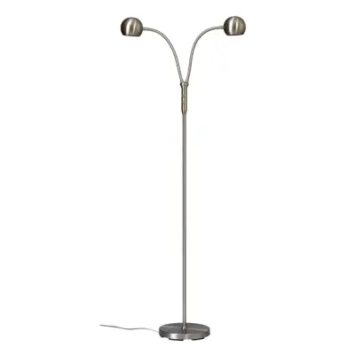 Fladen golvlampa tvåarmad, nickel