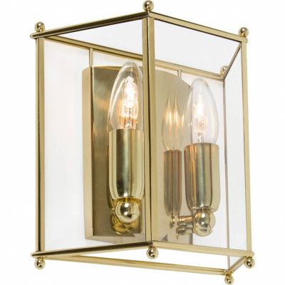 Glimminge vägglampa, mässing/klarglas 22,5cm