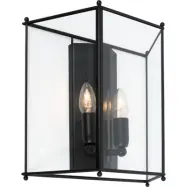 Glimminge vägglampa, mattsvart/klarglas 32,5cm