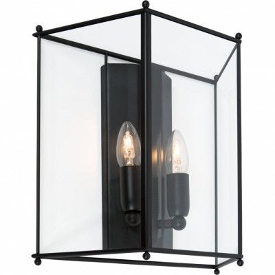 Glimminge vägglampa, mattsvart/klarglas 32,5cm