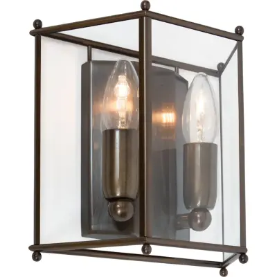 Glimminge vägglampa, oxid/klarglas 22,5cm