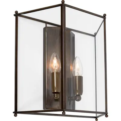 Glimminge vägglampa, oxid/klarglas 32,5cm