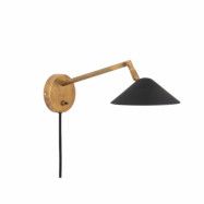 Grenverk lång vägglampa, råmässing/mattsvart