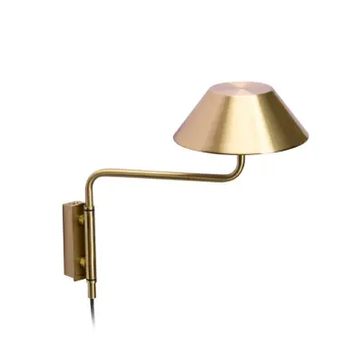 Hübsch - COVER LED-vägglampa i mässingsfärg, utstick 30 cm –