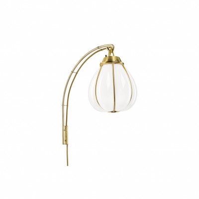 Hobo vägglampa, råmässing/opal