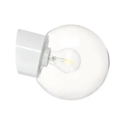 IFÖ Electric Vägglampa Classic Glob klarglas Ø180 sned vit