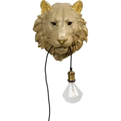 KARE DESIGN Animal Tiger Head vägglampa - guld polyresin och aluminium