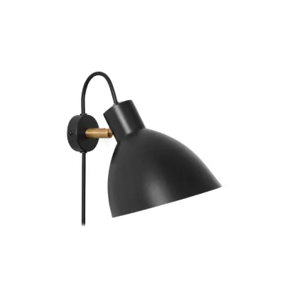 KH#1 vägglampa, svart/råmässing 24cm