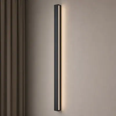 Kinsley LED-vägglampa, svart, dimbar, 90 cm, CCT – Lucande - Vardagsrum - Modern - Metall - Vinklad