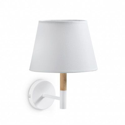 KAVE HOME Orsen vägglampa - vit bomull/stål och naturligt bokträ